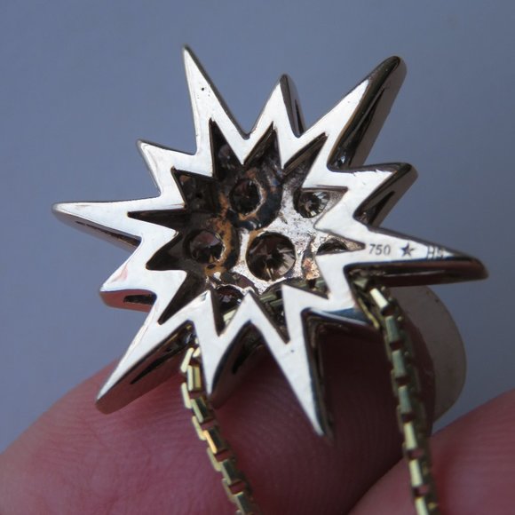 H. Stern 18K Gold Diamond Star Pendant With Yellow Gold Chain Necklace - Picture 14 of 16